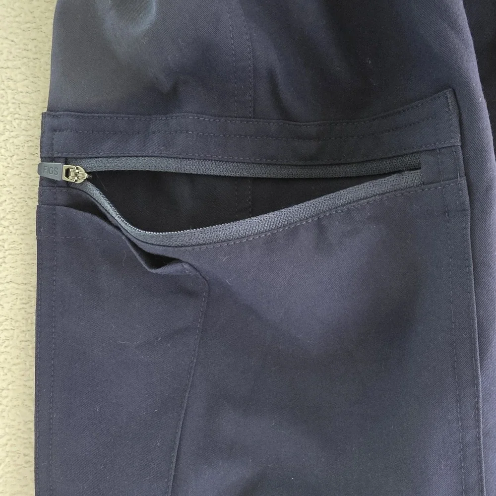 FIGS‎ Scrub Pants Navy Blue L Technical Collection Drawstring Pockets